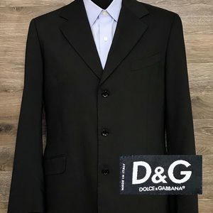 Dolce & Gabana D&G Black 3 BTN Blazer Sport Coat